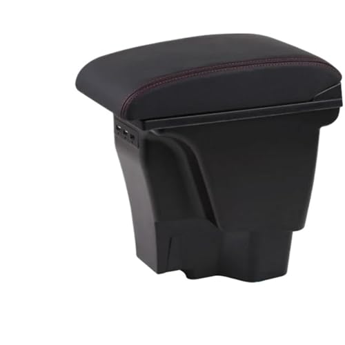 SPAMFAFGHQ Für Kia Für Rio 3 K2 Armlehnenbox USB-Ladeinterface Erhöhte Zentrale Aufbewahrungsbox Getränkehalter Aschenbecher(Black red line) von SPAMFAFGHQ