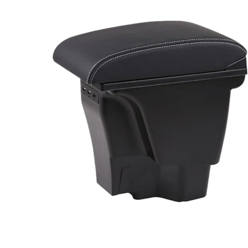 SPAMFAFGHQ Für Kia Für Rio 3 K2 Armlehnenbox USB-Ladeinterface Erhöhte Zentrale Aufbewahrungsbox Getränkehalter Aschenbecher(Black white lines) von SPAMFAFGHQ