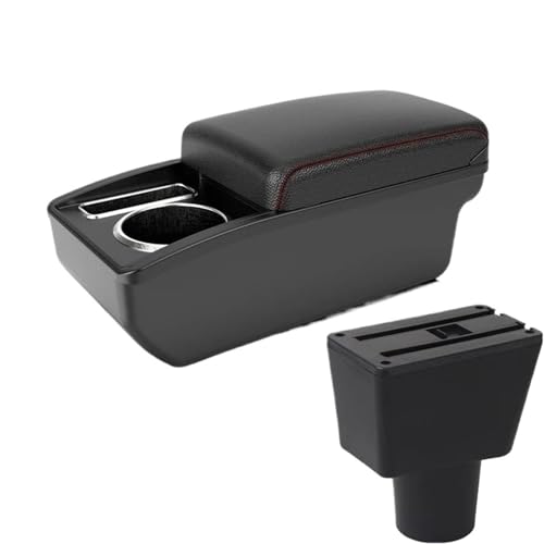 SPAMFAFGHQ Für Lada Für Xray Armlehnenbox Universelle Auto Mittelarmlehne Aufbewahrungsbox Mit USB-Lade Modifikation Zubehör(A1 Schwarz Rot KEIN USB) von SPAMFAFGHQ