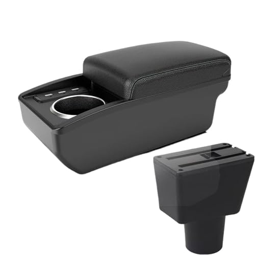SPAMFAFGHQ Für Lada Für Xray Armlehnenbox Universelle Auto Mittelarmlehne Aufbewahrungsbox Mit USB-Lade Modifikation Zubehör(B2 schwarze Linie 3USB) von SPAMFAFGHQ