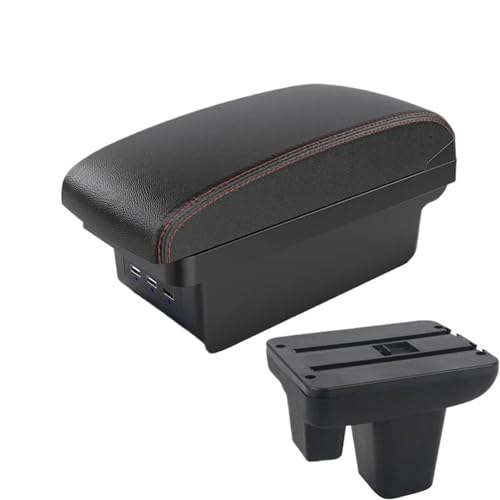 SPAMFAFGHQ Für MG3 Auto Armstützenkasten Rechtslenker Mittelkonsole Aufbewahrungsbox Innenmodifikation(B1 Schwarz rot 3USB) von SPAMFAFGHQ