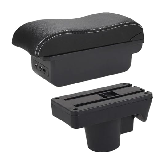 SPAMFAFGHQ Für Opel Für Astra Armlehnenbox Für Opel Für Astra H 2006-2011 Auto Armlehnenbox Mit Gewölbter Oberfläche Aufbewahrungsbox(B3 Schwarz weiß 3USB) von SPAMFAFGHQ