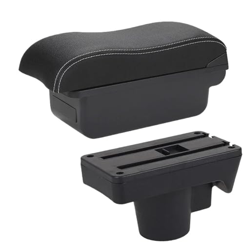 SPAMFAFGHQ Für Opel Für Astra Armlehnenbox Für Opel Für Astra H 2006-2011 Auto Armlehnenbox Mit Gewölbter Oberfläche Aufbewahrungsbox(C3 Schwarz weiß KEIN USB) von SPAMFAFGHQ