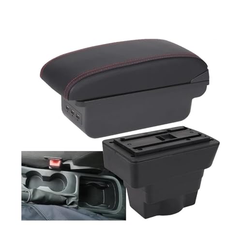 SPAMFAFGHQ Für Opel Für Astra J 2012 2013 2014 2015 2016 2017 2018-2022 Auto-Armlehnenbox Aufbewahrungsbox Auto Armschalen-Innenraumdetails(B1 Schwarz rot 3USB) von SPAMFAFGHQ