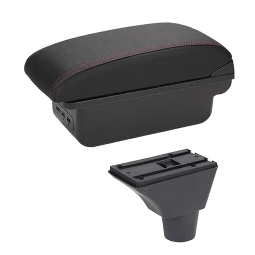 SPAMFAFGHQ Für Opel Für Meriva Armlehnenbox Mittelkonsole Arm-/Ellenbogenstütze Aufbewahrungskasten(B-Black red line) von SPAMFAFGHQ