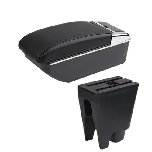 SPAMFAFGHQ Für Peugeot 107 Auto-Armlehnenbox Aufbewahrungsbox Für Den Innenraum(B schwarze Linie KEIN USB) von SPAMFAFGHQ