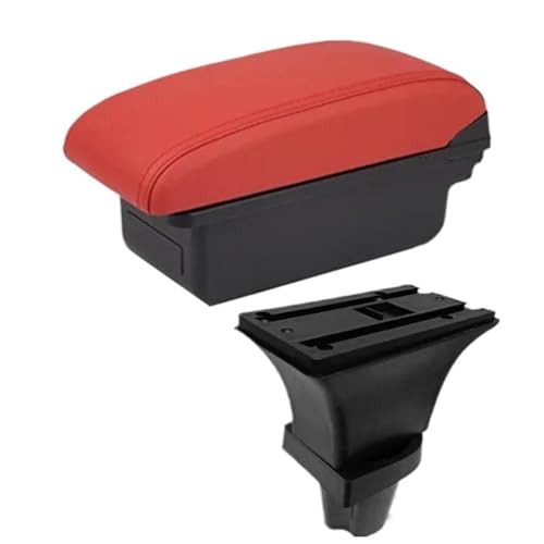 SPAMFAFGHQ Für Peugeot 108 Armlehnenbox, Zentrale Aufbewahrungsbox Mit USB-Anschluss(A1 Red black No USB) von SPAMFAFGHQ