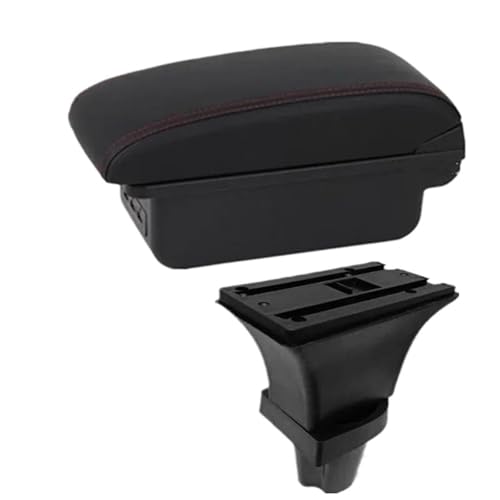 SPAMFAFGHQ Für Peugeot 108 Armlehnenbox, Zentrale Aufbewahrungsbox Mit USB-Anschluss(B1 rote Linie 3USB) von SPAMFAFGHQ