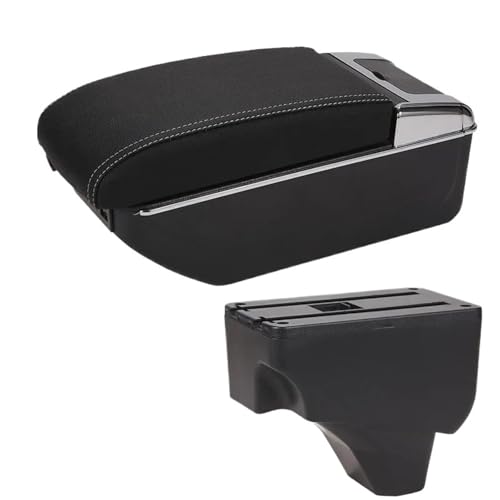 SPAMFAFGHQ Für Peugeot 2008 Für Peugeot 208 Auto Armlehnenbox 2019-2024 Nachrüstteile Innenausstattung Aufbewahrungsbox Zubehör(A3 Schwarz weiß 7USB) von SPAMFAFGHQ