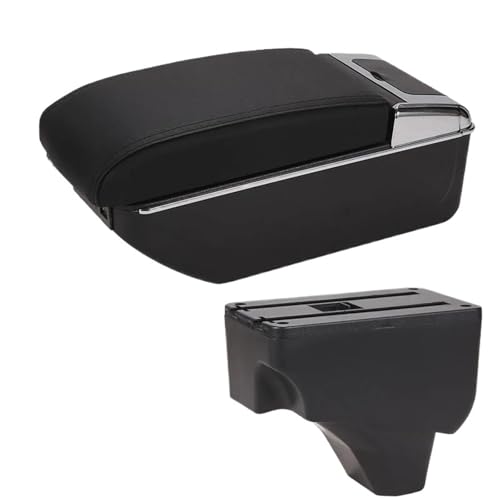 SPAMFAFGHQ Für Peugeot 2008 Für Peugeot 208 Auto Armlehnenbox 2019-2024 Nachrüstteile Innenausstattung Aufbewahrungsbox Zubehör(B2 Schwarze Linie 7USB) von SPAMFAFGHQ