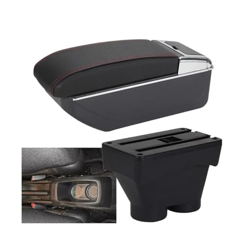 SPAMFAFGHQ Für Peugeot 208 2012 2013 2014 2015 2016 2017 2018 Armlehnenbox Armlehne Nachrüstteil Innenausstattung Großer Stauraum Aschenbecher(D1 Schwarz Rot Kein USB) von SPAMFAFGHQ