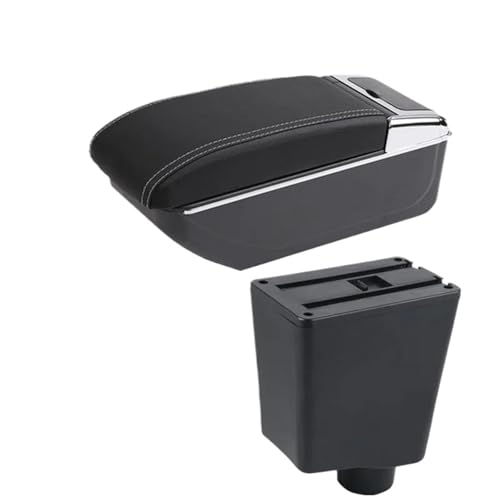 SPAMFAFGHQ Für R&enault Für Captur Für Clio 3 III Auto-Armlehnenbox Zubehör Aufbewahrungsteile Spezifischer Innenraum-Retrofit(B weiße Linie KEIN USB) von SPAMFAFGHQ