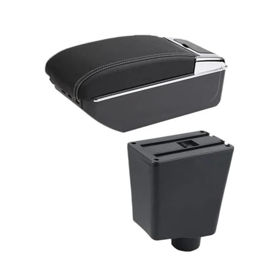 SPAMFAFGHQ Für R&enault Für Captur Für Clio 3 III Auto-Armlehnenbox Zubehör Aufbewahrungsteile Spezifischer Innenraum-Retrofit(D weiße Linie 7USB) von SPAMFAFGHQ