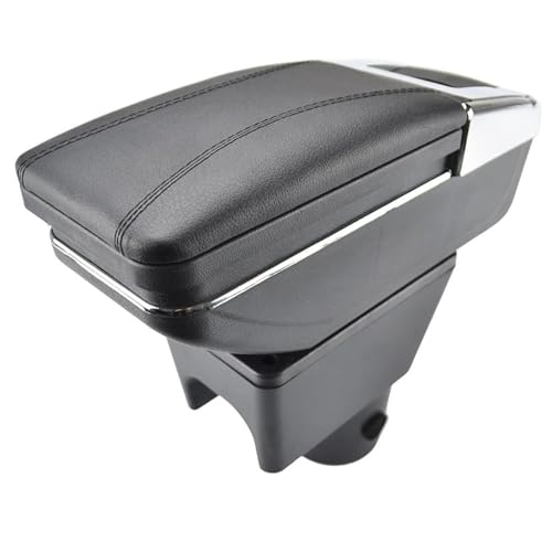 SPAMFAFGHQ Für R&enault Für Dacia Für Duster I 2010 2011 2012 2013 2014 2015 Armlehne Drehbar Staufach Dekoration Auto Styling(Schwarz mit schwarzem Faden) von SPAMFAFGHQ