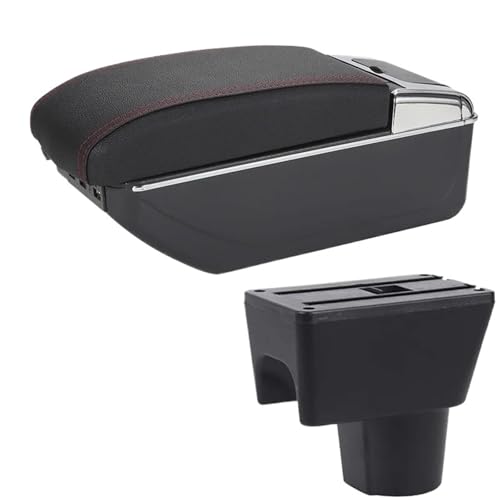 SPAMFAFGHQ Für R&enault Für Duster Auto Armlehnenbox Für Oroc 2012 2013 2014 2015 2016 2017 2018 Auto Armlehnenbox Aufbewahrungsbox Teile(B1 Schwarz rot 7USB) von SPAMFAFGHQ