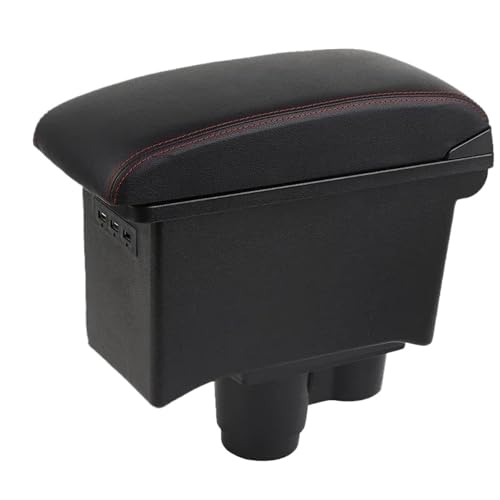 SPAMFAFGHQ Für R&enault Für Duster Für Dacia Für Duster 2019 2020 2021 2022 Armlehnenbox Mittelkonsole Aufbewahrungsbox Dekorationszubehör Leder(B1 Schwarz rot 3USB) von SPAMFAFGHQ