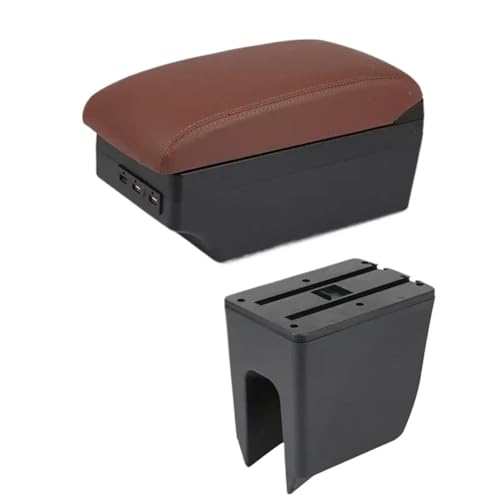 SPAMFAFGHQ Für R&enault Für K-ZE Auto Armlehnenbox Mittelkonsole Interne Nachrüstung USB-Ladung(C brown 7USB) von SPAMFAFGHQ