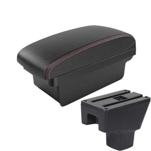SPAMFAFGHQ Für Suzuki SX4 Autoarmlehne Innenraummodifikation Armlehnenbox Auto Aufbewahrungsbox Autoausstattung Innenausstattungdetails USB(A1 Schwarz Rot KEIN USB) von SPAMFAFGHQ