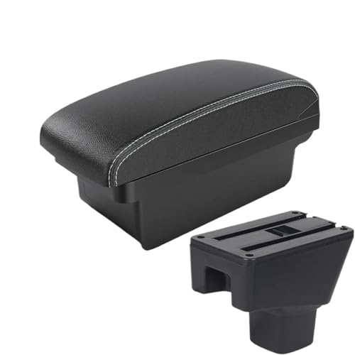 SPAMFAFGHQ Für Suzuki SX4 Autoarmlehne Innenraummodifikation Armlehnenbox Auto Aufbewahrungsbox Autoausstattung Innenausstattungdetails USB(A3 Black white NO USB) von SPAMFAFGHQ