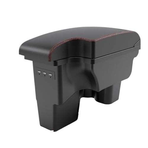 SPAMFAFGHQ Für Toyota Für Hilux Armlehnenbox Innenraumumbau Teile Auto-Armlehnen Aufbewahrungsbox(A1 Black red Corium) von SPAMFAFGHQ