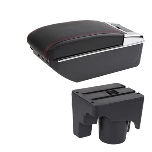 SPAMFAFGHQ Für VW Für Golf 6 Armlehnenbox Für Golf 5 Mk6 MK5 Für Jetta 5 Auto Armlehne Für Sagitar Aufbewahrungsbox Innenraum Nachrüstung(D1 rote Linie 7USB) von SPAMFAFGHQ