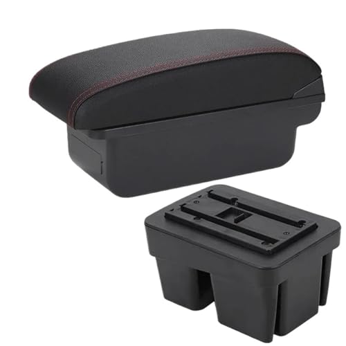 SPAMFAFGHQ Für VW Für Golf 7 Mk7 2014 2015 2016 2017 2018 2019 Auto-Armlehnenbox Innenraum-Nachrüstteil Staufach(C1 Schwarz Rot KEIN USB) von SPAMFAFGHQ