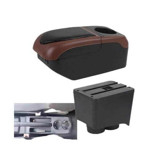 SPAMFAFGHQ Für VW Für Polo Armlehnenbox Für VW Für Polo 9N 3 Mk4 Auto Armlehnenbox 2002 2003 2004 2005-2009 Innenraum Nachrüst Aufbewahrungsbox(Black Curry) von SPAMFAFGHQ