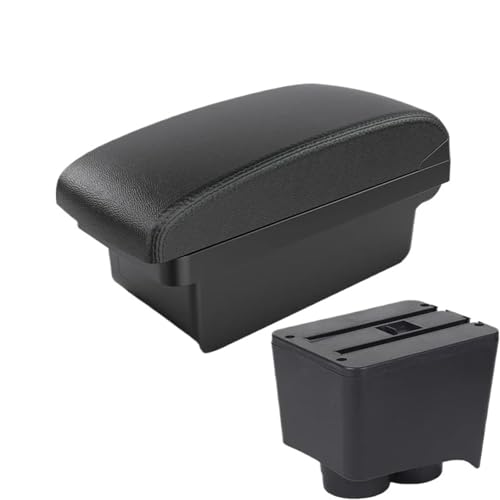 SPAMFAFGHQ Für VW Für Polo Auto Armlehnenbox Für VW Für POLO Mk5 6R Für Vento 2002 2003 2004 2005 2006 2007 2008 2009 Aufbewahrungsbox(A2 schwarze Linie Kein USB) von SPAMFAFGHQ