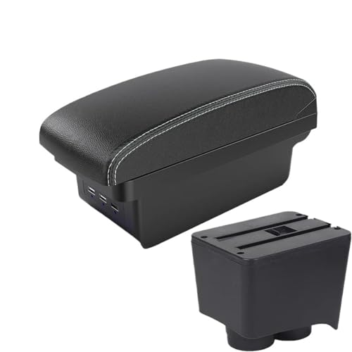 SPAMFAFGHQ Für VW Für Polo Auto Armlehnenbox Für VW Für POLO Mk5 6R Für Vento 2002 2003 2004 2005 2006 2007 2008 2009 Aufbewahrungsbox(B3 Schwarz weiß 3USB) von SPAMFAFGHQ