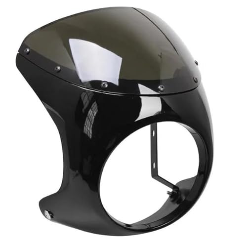 SPAMFAFGHQ Universelle 7-Zoll-Motorrad-Frontscheinwerferabdeckung Im Retro-Stil Sturzsichere Verkleidung Windschutzscheibe Spoiler Windabweiser Motorradzubehör(Helles Schwarz) von SPAMFAFGHQ