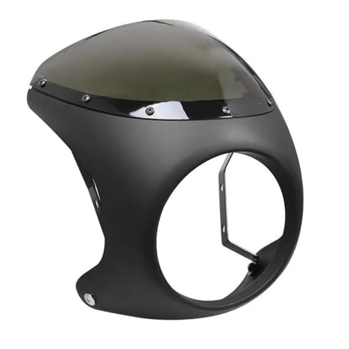 SPAMFAFGHQ Universelle 7-Zoll-Motorrad-Frontscheinwerferabdeckung Im Retro-Stil Sturzsichere Verkleidung Windschutzscheibe Spoiler Windabweiser Motorradzubehör(Matte Black) von SPAMFAFGHQ
