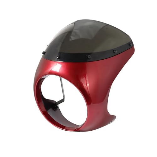 SPAMFAFGHQ Universelle 7-Zoll-Motorrad-Frontscheinwerferabdeckung Im Retro-Stil Sturzsichere Verkleidung Windschutzscheibe Spoiler Windabweiser Motorradzubehör(Red Shell) von SPAMFAFGHQ