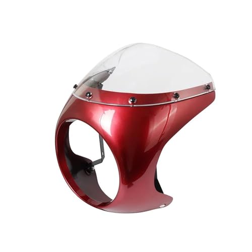 SPAMFAFGHQ Universelle 7-Zoll-Motorrad-Frontscheinwerferabdeckung Im Retro-Stil Sturzsichere Verkleidung Windschutzscheibe Spoiler Windabweiser Motorradzubehör(Red White Shell) von SPAMFAFGHQ