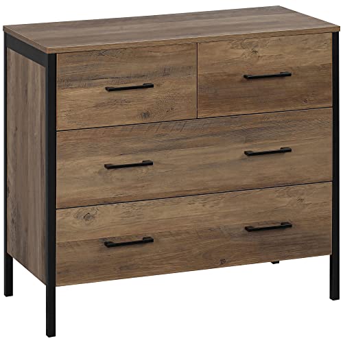 HOMCOM 4 Schubladen Kommode aus Holz Schlafzimmer Kommode Schlafzimmer Kommode Schlafzimmer Kommode aus Holz Aufbewahrungsmöbel für Wohnzimmer Schlafzimmer Büro Industrieller Stil Anti-Kipp 80x40x75 von SPANISH AOSOM