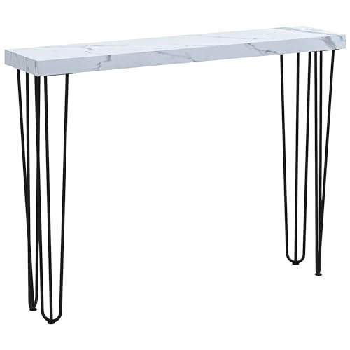 HOMCOM Moderner Konsolentisch Eingangstisch mit Anti-Kipp-Stahlbeinen Flur Flur Tisch 110x25x79,5 cm Weiß von SPANISH AOSOM