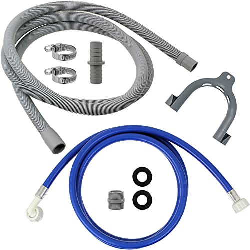 SPARES2GO Wasserfüllrohr Zulaufschlauch + Ablaufrohr Verlängerungsset kompatibel mit Daewoo Waschmaschine (2,5 m) von Spares2go