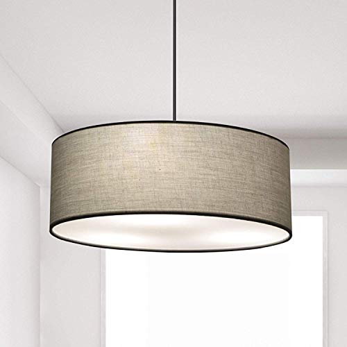 Pendelleuchte Hängeleuchte, SPARKSOR Stoff Pendellampe, Grau Esszimmer Hängelampe, Durchmesser 45cm, Esstischleuchte für Wohnzimmer Schlafzimmer Küche, Warmweiss 3-flammig E27, Höhenverstellbar von SPARKSOR