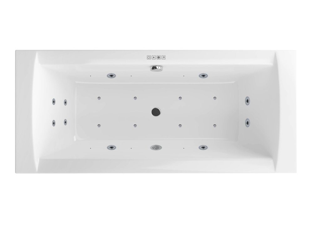 SPAVIDA® Whirlpool-Badewanne Aqua Whirlsystem Excellent 180x80cm 18 Düsen, 3 Massage Intensitätsstufen, 3 Farblicht Programme, Super Flat Düsen von SPAVIDA®