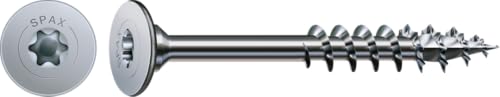 SPAX 681030400303 Flachrückwandkopf für Korpus, Teilgewinde, Rückwandkopf, T-STAR plus, 4CUT, Vernickelt Korpusschraube, Grau-Silber, 4 mm x 30 mm von SPAX