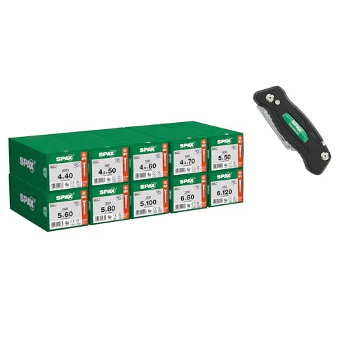 SPAX Heimwerker Schrauben-Set, 4200 Teilgewinde-Schrauben in 10 Abmessungen inkl. Multitool, für Holzbau, Innen- & Außenarbeiten, Größe Smart, 8000000294594 SPAX Heimwerker Schrauben-Set, 4200 Teilgewinde-Schrauben in 10 Abmessungen inkl. Multitool, für Holzbau, Innen- & Außenarbeiten, Größe Smart, 8000000294594 von SPAX