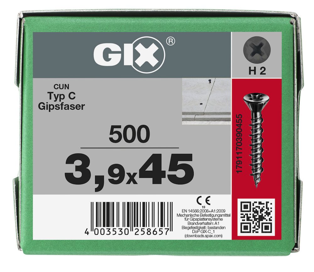 SPAX Holzbauschraube GIX-C für Gipsfaser, 3,9 x 45 mm, 1000 Stück, Vollgewinde, Spitzer Fr SPAX Holzbauschraube GIX-C für Gipsfaser, 3,9 x 45 mm, 1000 Stück, Vollgewinde, Spitzer Fr von SPAX