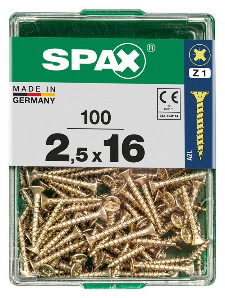 SPAX Holzbauschraube Spax Universalschrauben 2.5 x 16 mm PZ 1 - 100 von SPAX