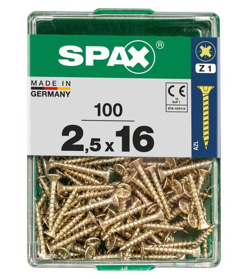 SPAX Holzbauschraube Spax Universalschrauben 2.5 x 16 mm PZ 1 - 100 von SPAX