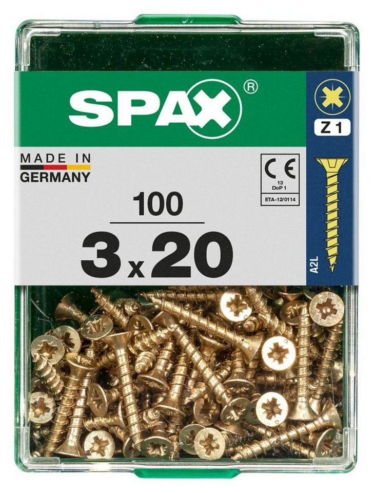 SPAX Holzbauschraube Spax Universalschrauben 3.0 x 20 mm PZ 1 - 100 von SPAX