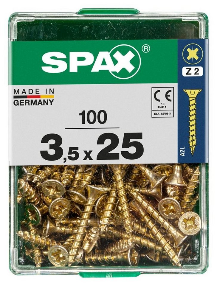 SPAX Holzbauschraube Spax Universalschrauben 3.5 x 25 mm PZ 2 Senkkopf von SPAX