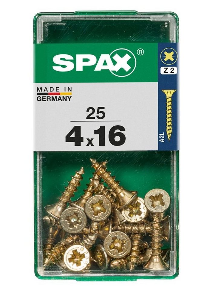 SPAX Holzbauschraube Spax Universalschrauben 4.0 x 16 mm PZ 2 - 25 Stk. SPAX Holzbauschraube Spax Universalschrauben 4.0 x 16 mm PZ 2 - 25 Stk. von SPAX