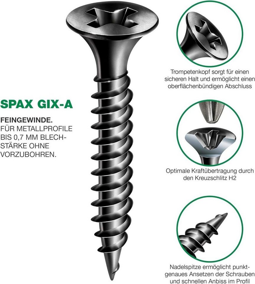 SPAX Schnellbauschraube GIX-A Packung, (500 St) von SPAX