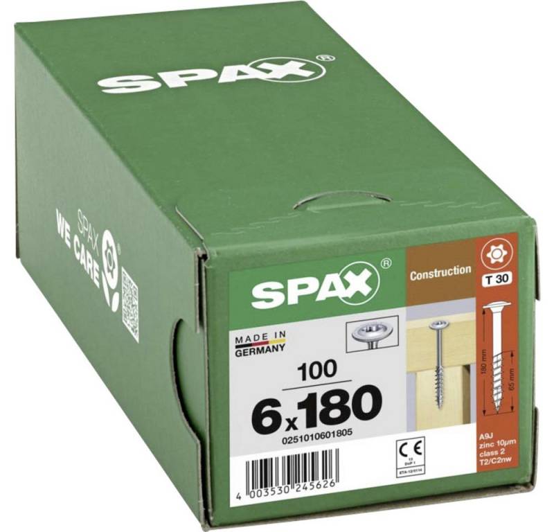 SPAX Schraube SPAX 0251010601805 Holzschraube 6 mm 180 mm T-STAR plus Stahl WIRO SPAX Schraube SPAX 0251010601805 Holzschraube 6 mm 180 mm T-STAR plus Stahl WIRO von SPAX