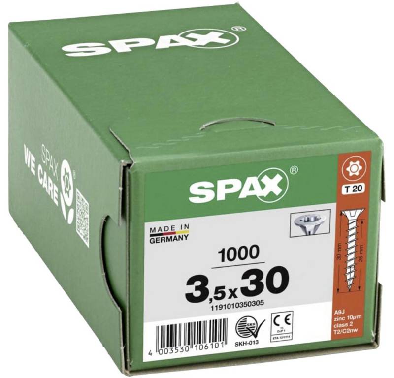 SPAX Schraube SPAX 1191010350305 Holzschraube 3.5 mm 30 mm T-STAR plus Stahl WIR SPAX Schraube SPAX 1191010350305 Holzschraube 3.5 mm 30 mm T-STAR plus Stahl WIR von SPAX