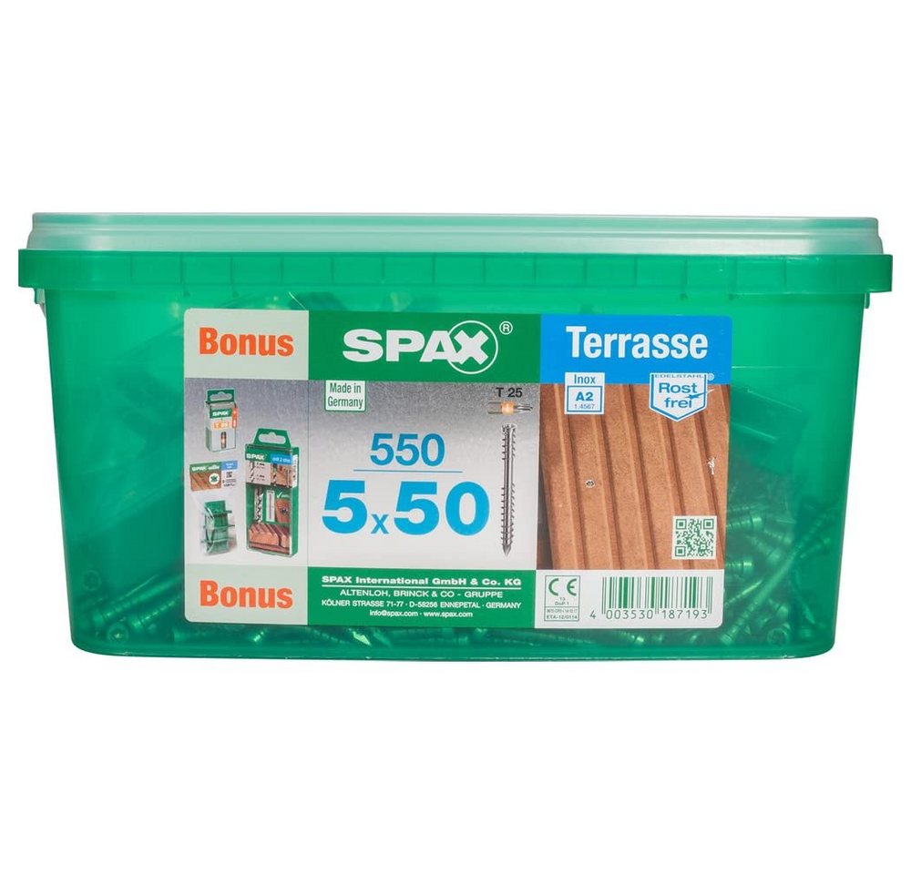 SPAX Schraube Terrassenschraube Bonus Set, (550 St) von SPAX